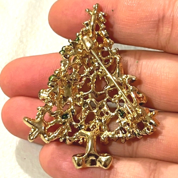 Rhinestone Christmas Tree Brooch pin - Picture 5 of 6